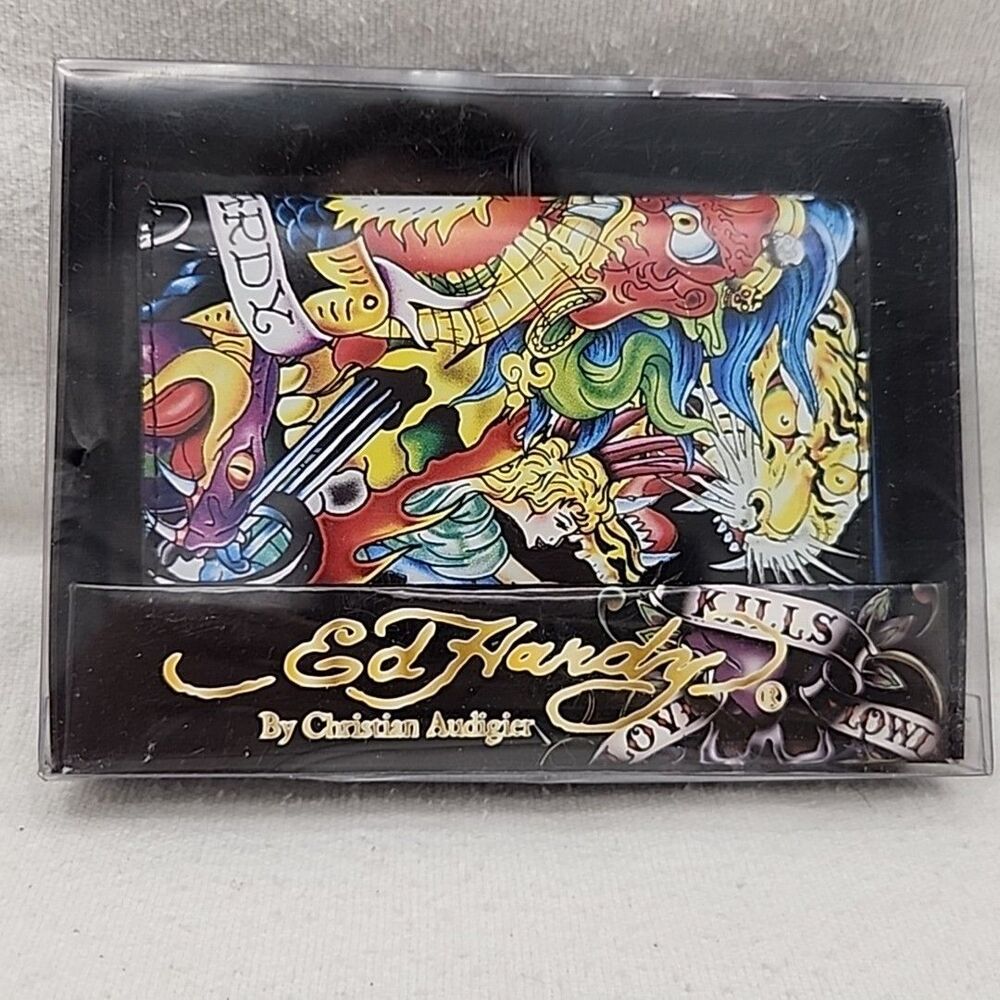 Wallet Ed Hardy Love Kills Slowly Bi-Fold by Christian Audigier Vintage NEW